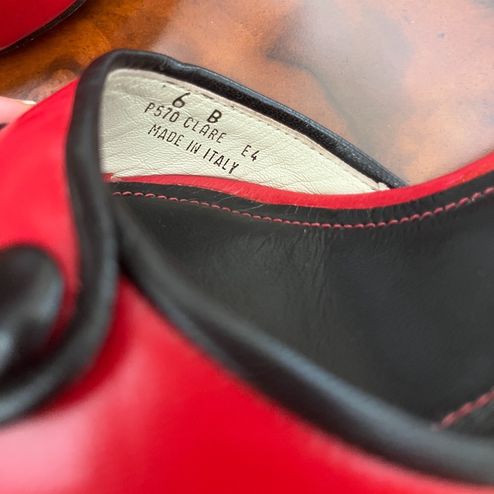 Coach Leather Red/Black Open Toe Slide Sandals Heels Button Italy Size 6B - Picture 7 of 8